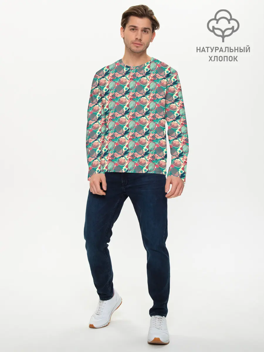Мужской лонгслив базовый / Теннисные Ракетки (P007_P004ooo2956743, P004ooo2956743)