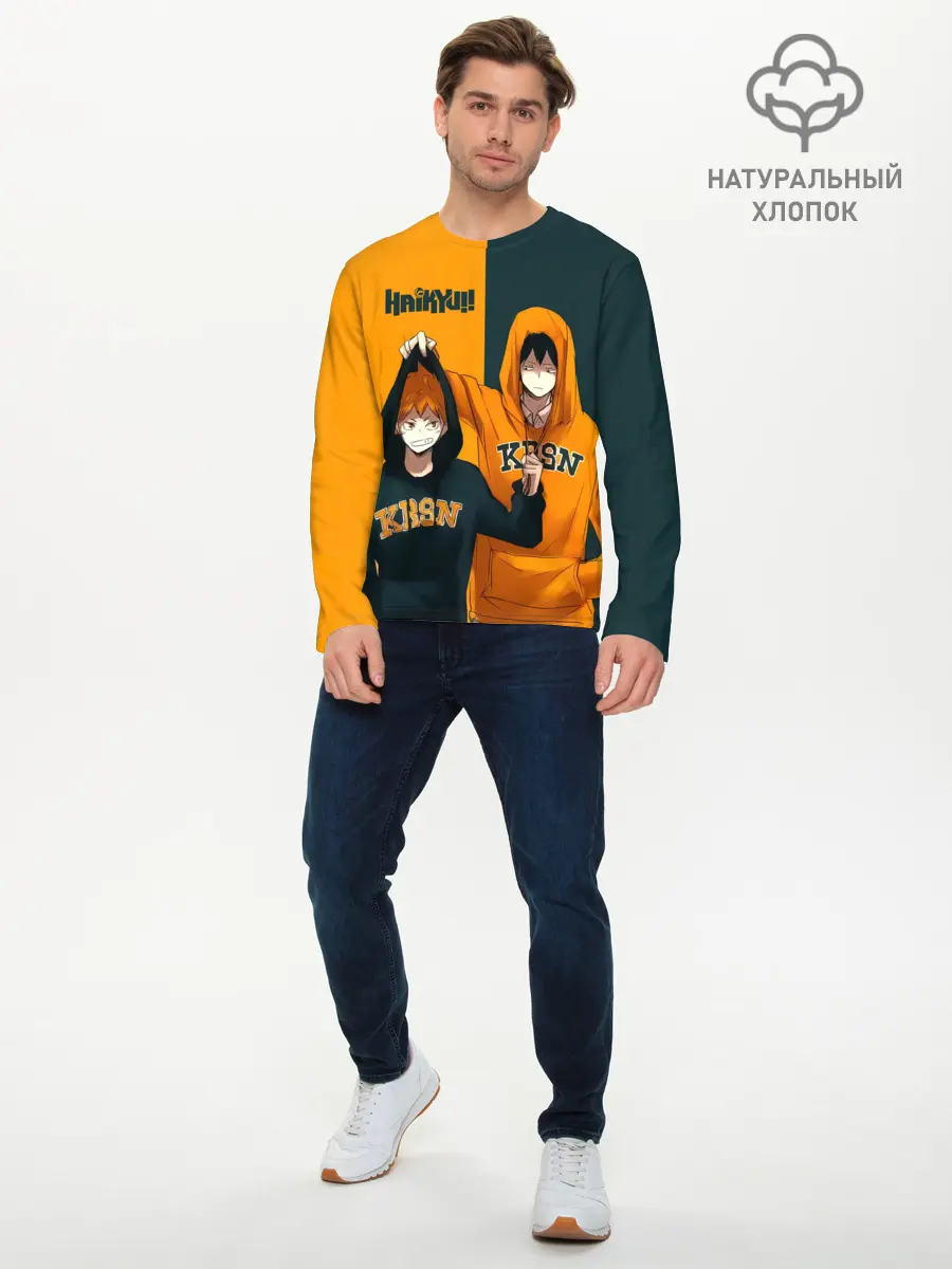 Мужской лонгслив базовый / Хината и Кагеяма из Карасуно (P007_P004ooo2957285, P004ooo2957285)