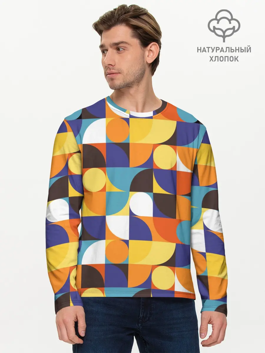 Мужской лонгслив базовый / Геометрия (P007_P004ooo2957197, P004ooo2957197)