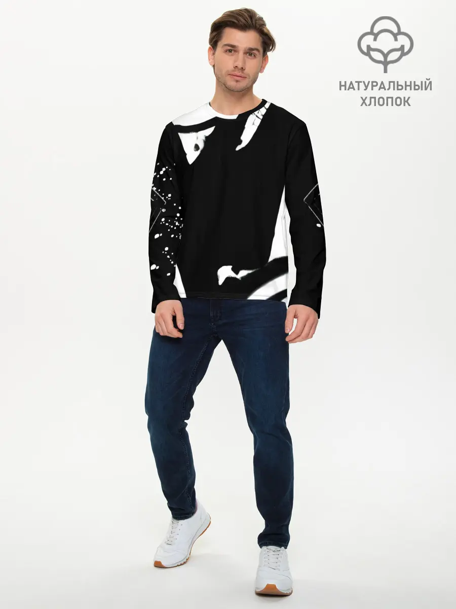 Мужской лонгслив базовый / Надпись на спине, каллиграфия (P007_P004ooo2958813, P004ooo2958813)