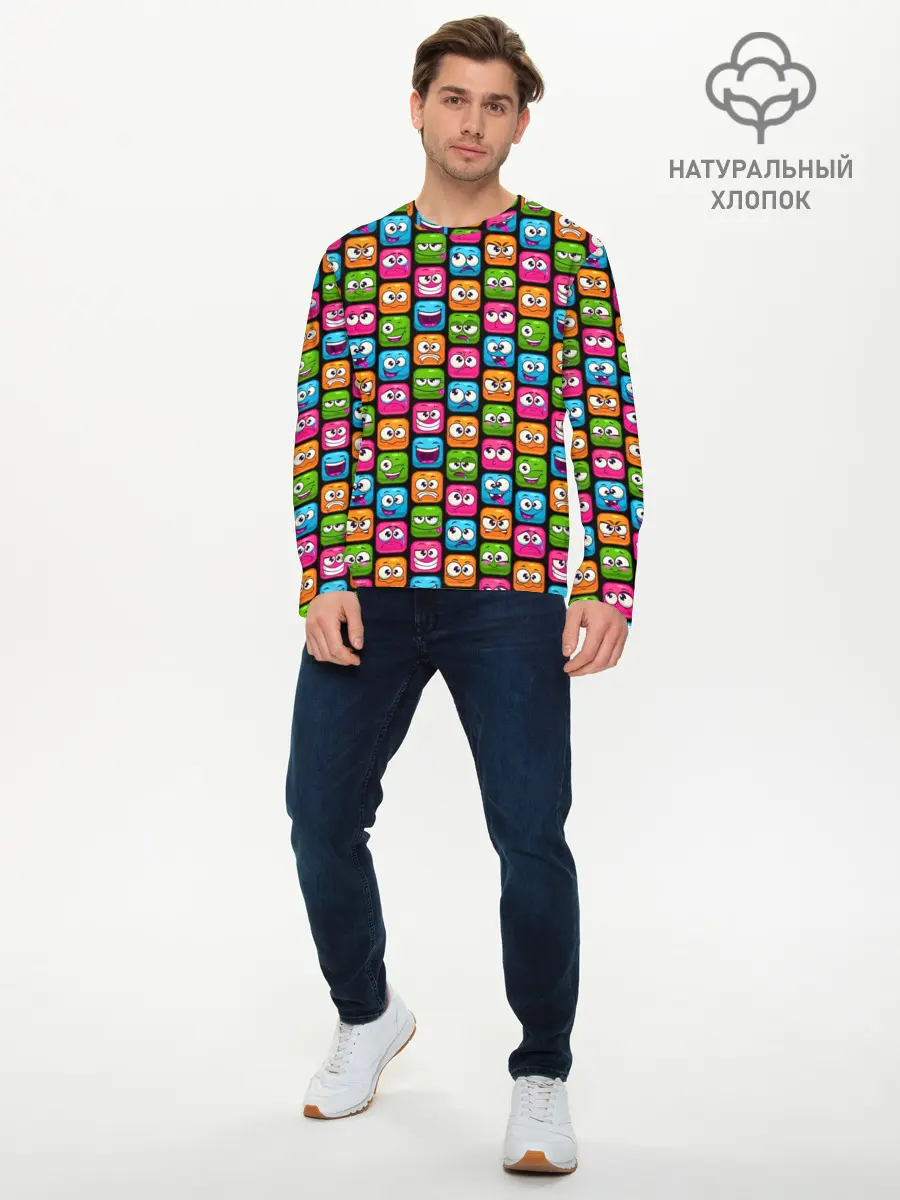 Мужской лонгслив базовый / Эмоции (P007_P004ooo2958913, P004ooo2958913)