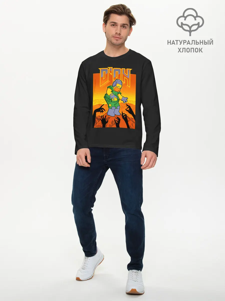 Мужской лонгслив базовый / Doom x Simpsons (P007_P004ooo2959961, P004ooo2959961)