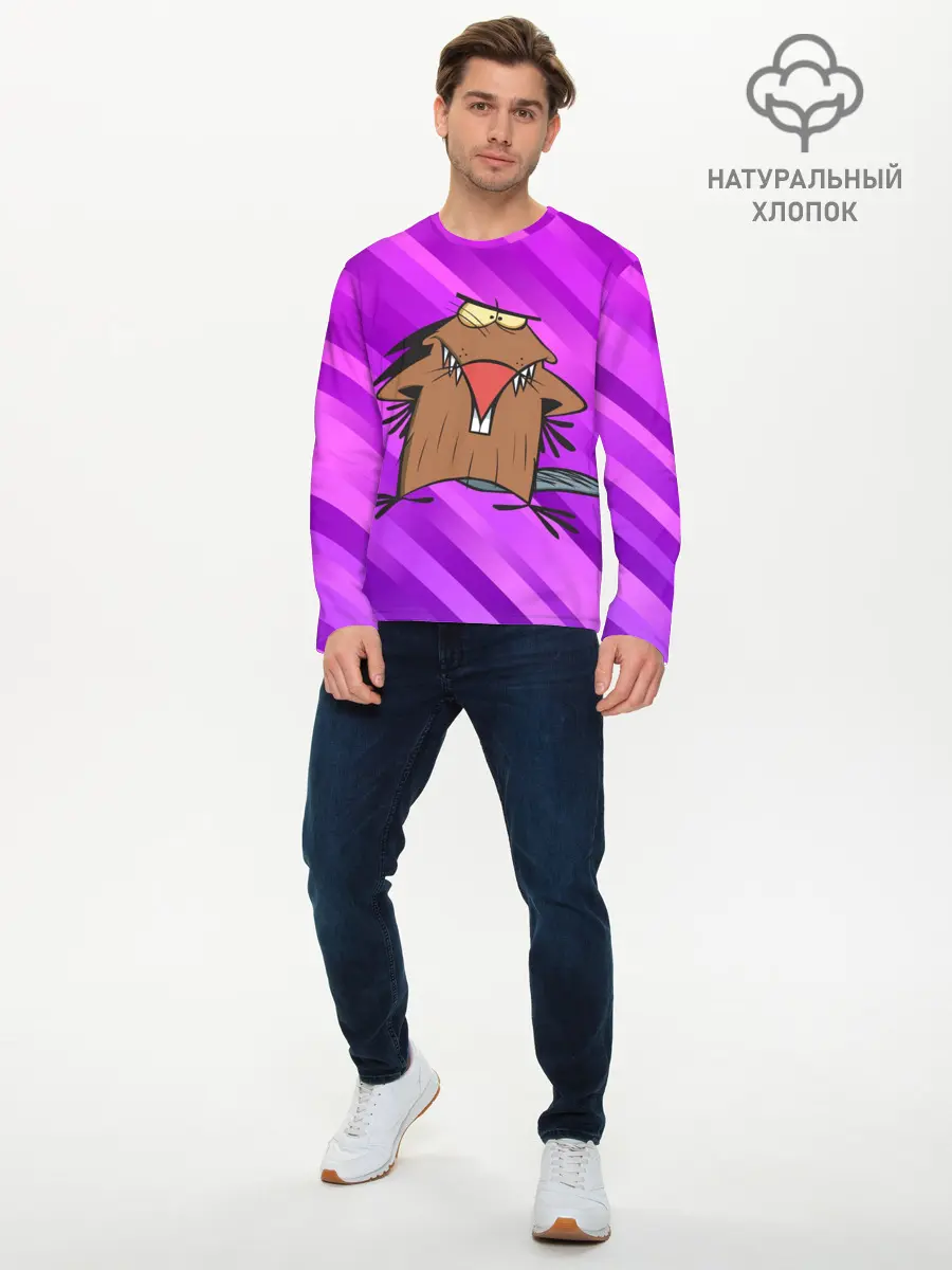 Мужской лонгслив базовый / Крутые Бобры мультфильм (P007_P004ooo2960695, P004ooo2960695)