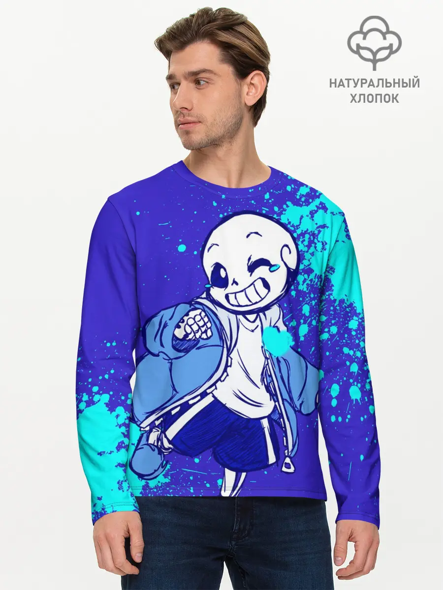 Мужской лонгслив базовый / UNDERTALE SANS BLUE (P007_P004ooo2962675, P004ooo2962675)