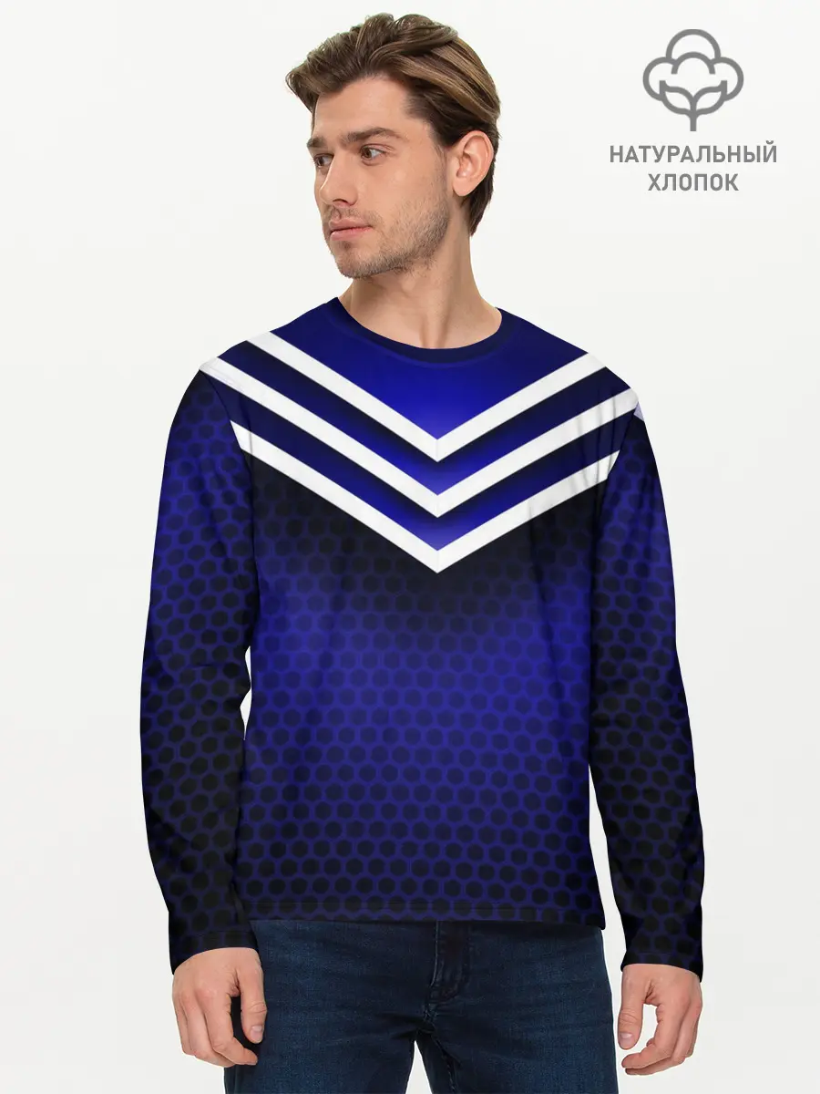 Мужской лонгслив базовый / Sport blue style (P007_P004ooo2965625, P004ooo2965625)