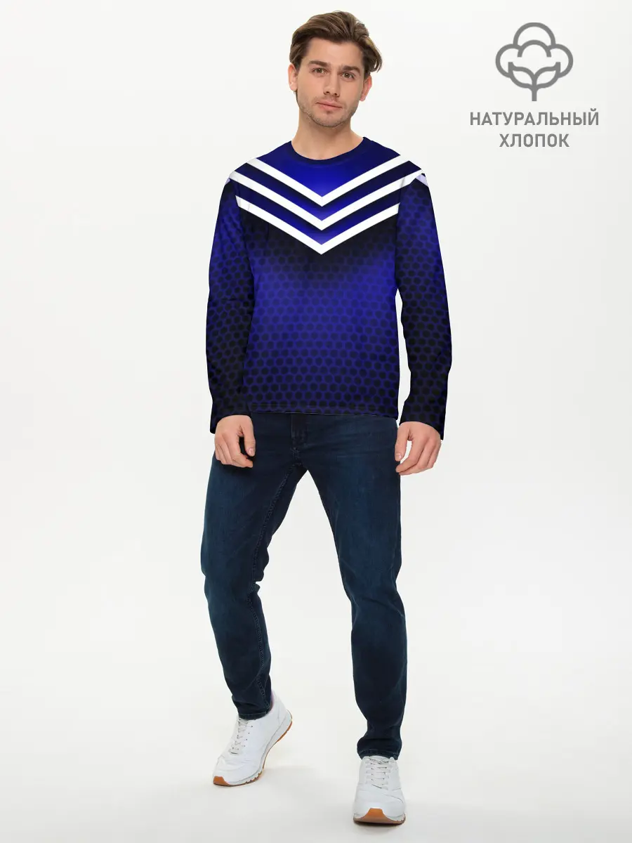 Мужской лонгслив базовый / Sport blue style (P007_P004ooo2965625, P004ooo2965625)