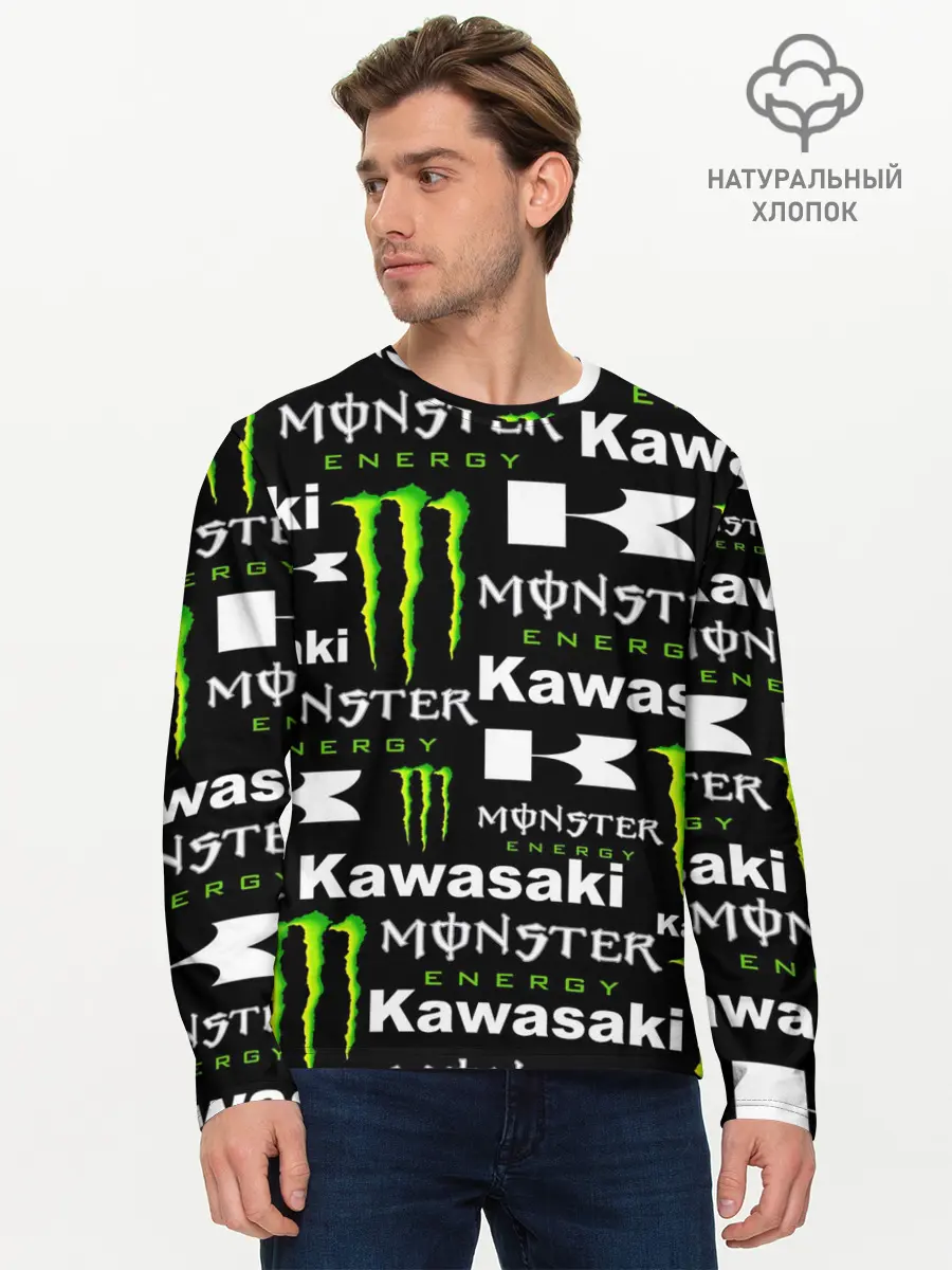 Мужской лонгслив базовый / KAWASAKI X MONSTER ENERGY (P007_P004ooo2970671, P004ooo2970671)
