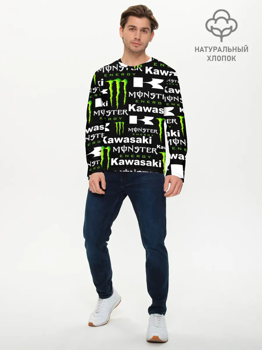Мужской лонгслив базовый / KAWASAKI X MONSTER ENERGY (P007_P004ooo2970671, P004ooo2970671)