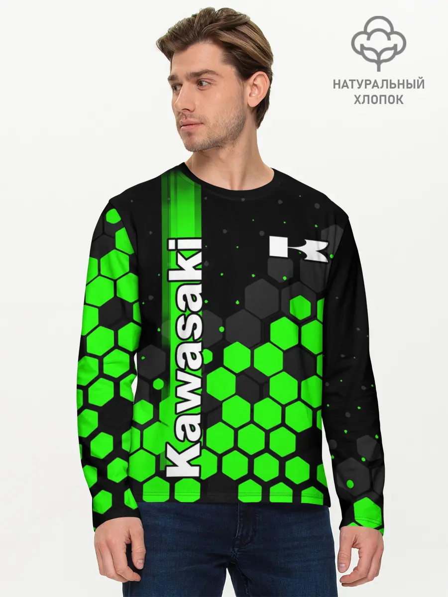 Мужской лонгслив базовый / KAWASAKI / КАВАСАКИ (P007_P004ooo2970675, P004ooo2970675)