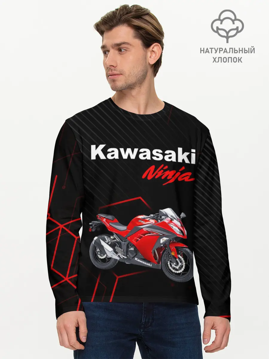 Мужской лонгслив базовый / KAWASAKI NINJA / КАВАСАКИ (P007_P004ooo2970215, P004ooo2970215)