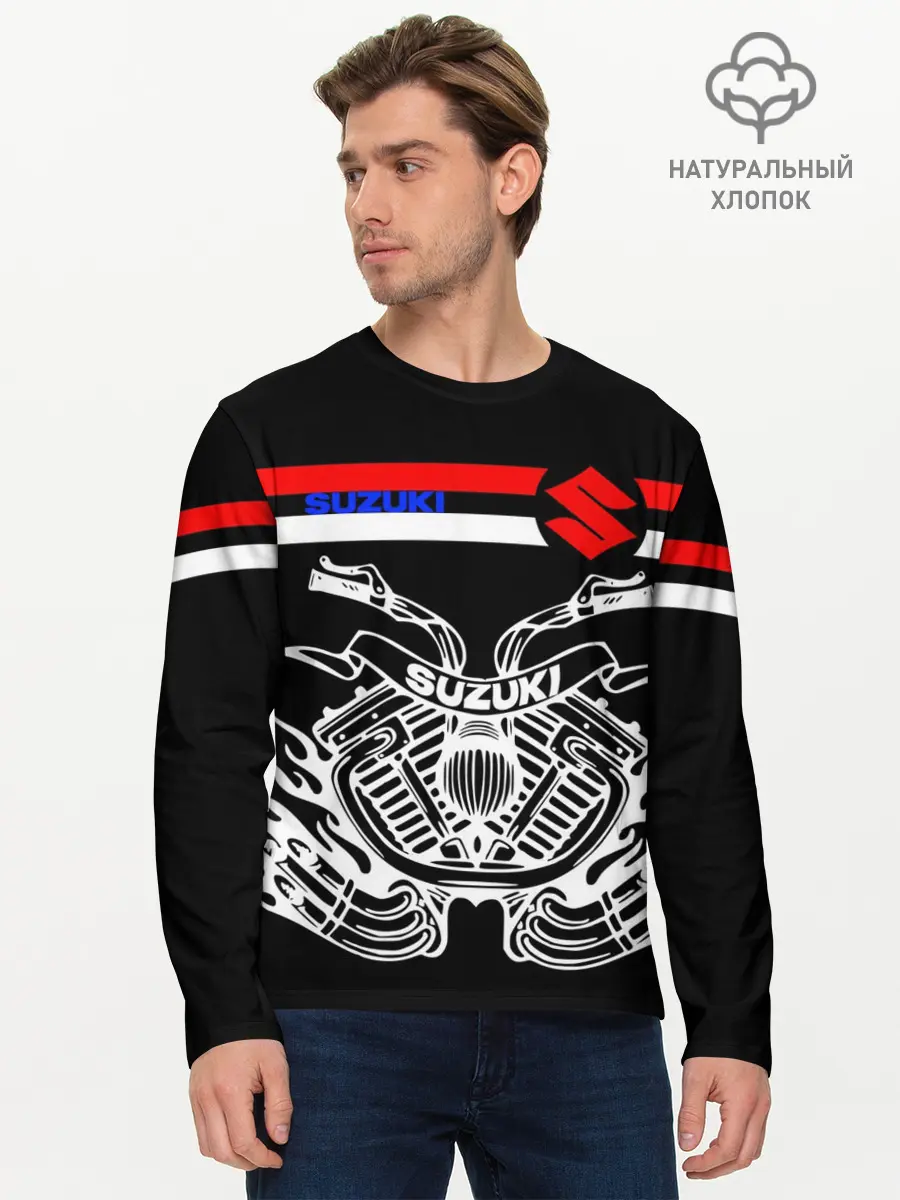 Мужской лонгслив базовый / SUZUKI / СУЗУКИ / BIKER (P007_P004ooo2970193, P004ooo2970193)