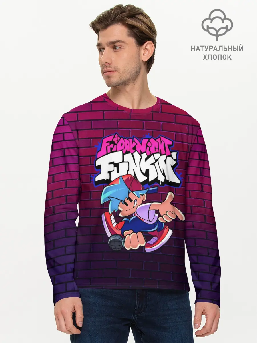 Мужской лонгслив базовый / Friday Night Funkin Бойфренд (P007_P004ooo2971521, P004ooo2971521)