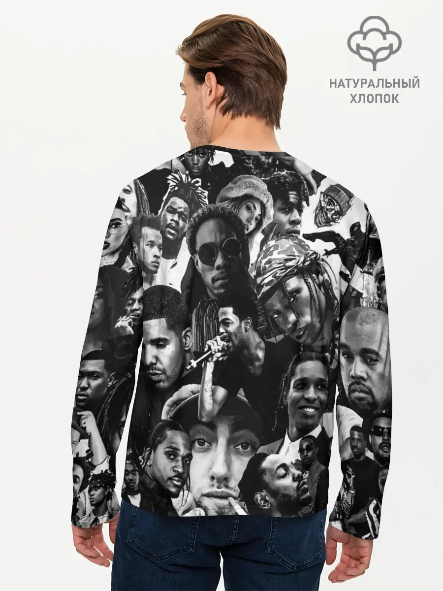 Мужской лонгслив базовый / Music Rap allpic (P007_P004ooo2973217, P004ooo2973217)