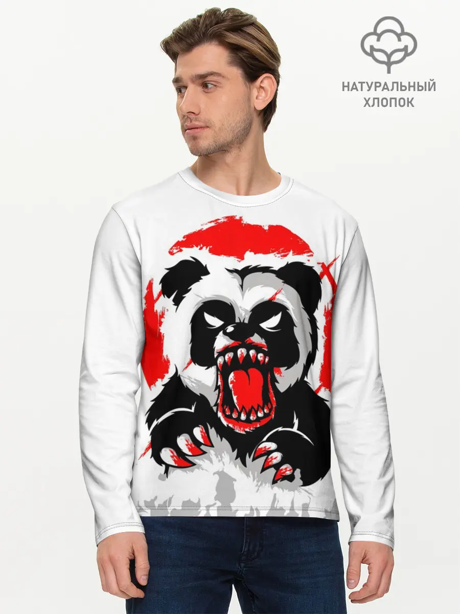 Мужской лонгслив базовый / Злая Кровавая Панда (P007_P004ooo2975683, P004ooo2975683)