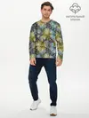 Мужской лонгслив базовый / Черно оливковый цветочный (P007_P004ooo2976365, P004ooo2976365)