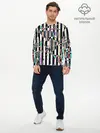 Мужской лонгслив базовый / Полосатый абстрактный узор (P007_P004ooo2976917, P004ooo2976917)