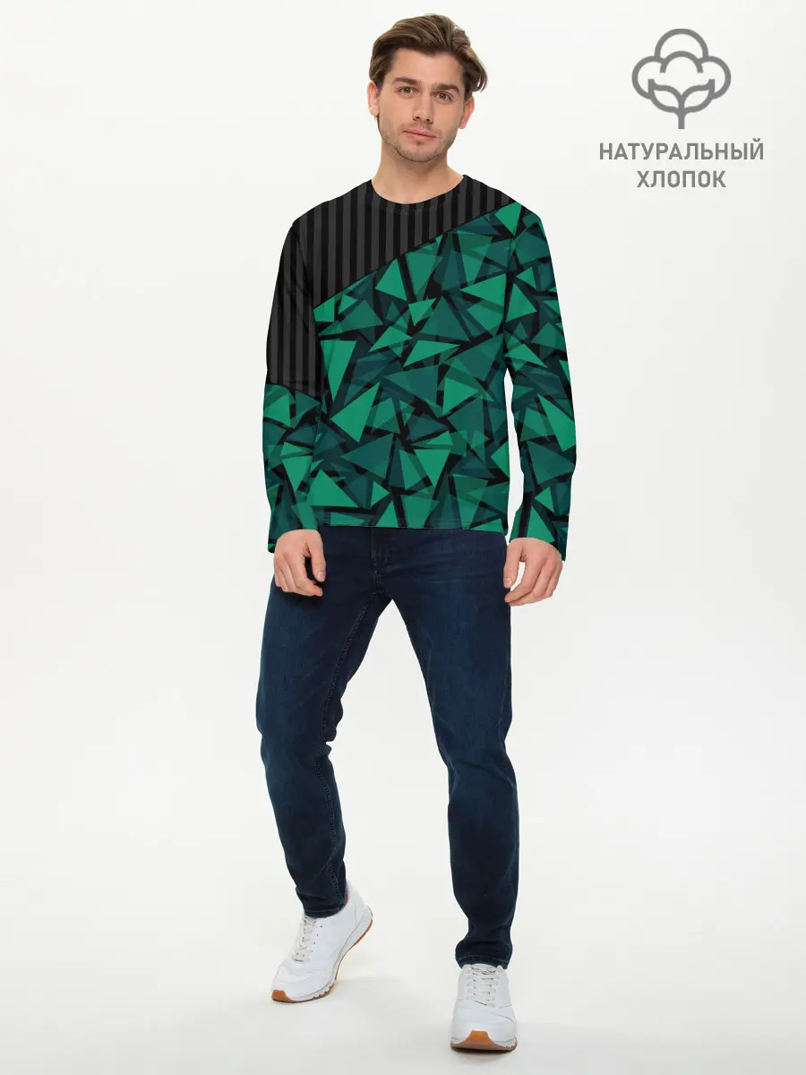 Мужской лонгслив базовый / Геометрический узор (P007_P004ooo2978271, P004ooo2978271)