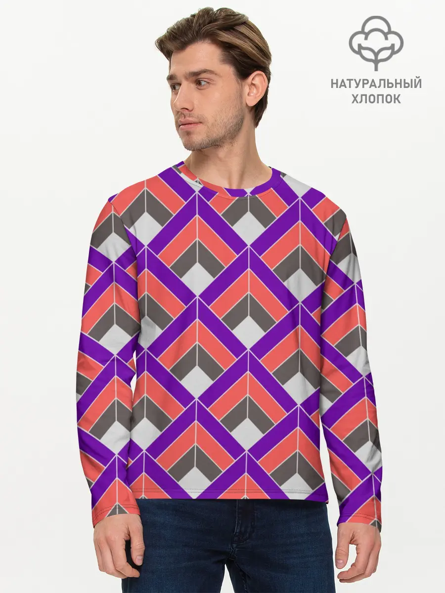 Мужской лонгслив базовый / Шотландка / Plaid (P007_P004ooo2978537, P004ooo2978537)