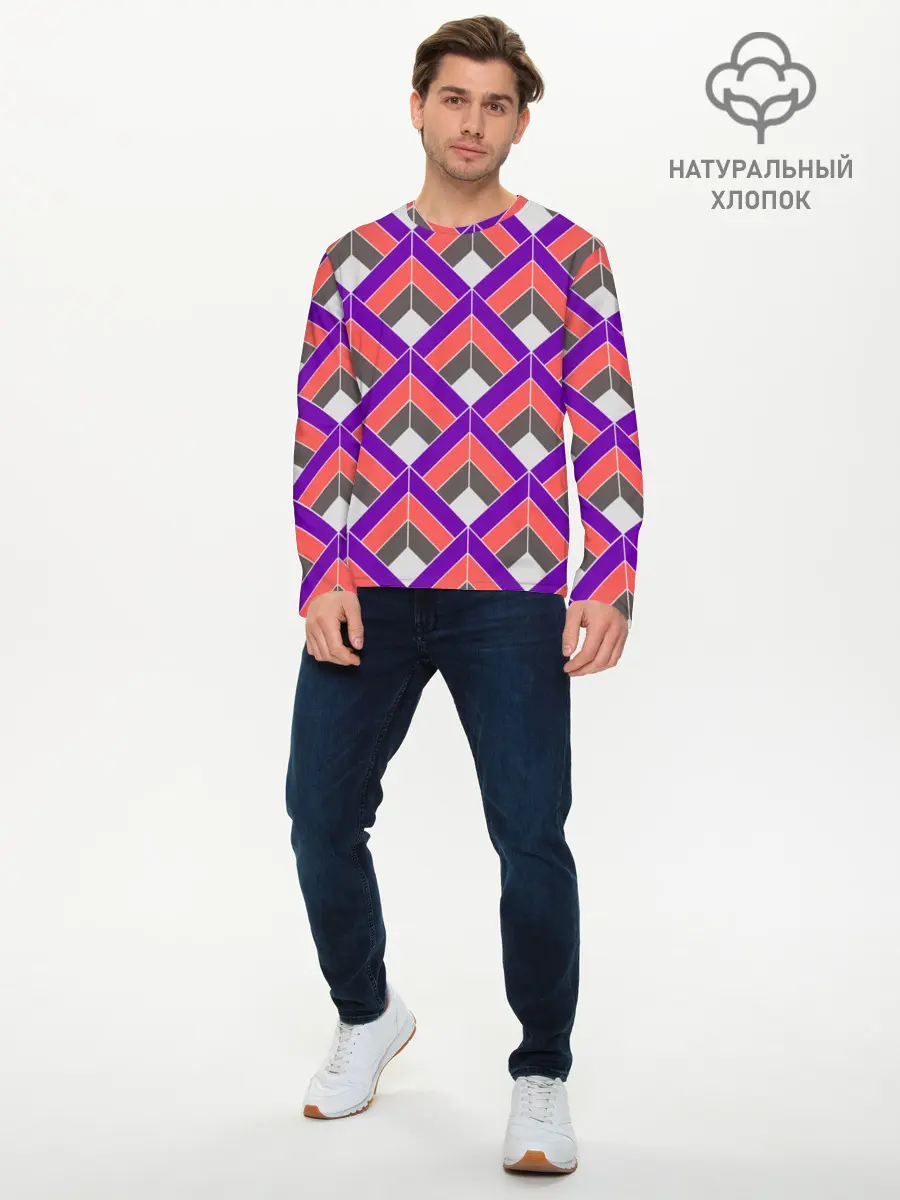 Мужской лонгслив базовый / Шотландка / Plaid (P007_P004ooo2978537, P004ooo2978537)