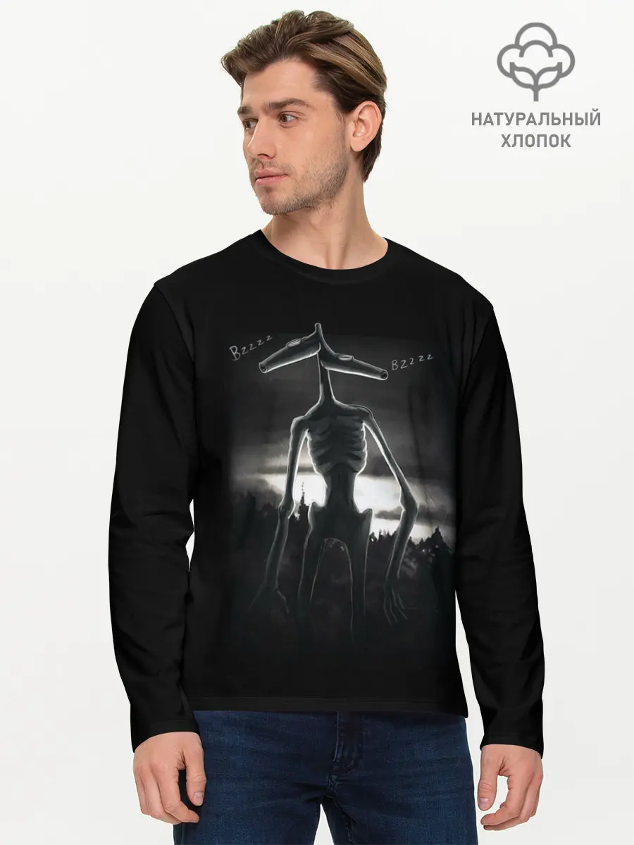 Мужской лонгслив базовый / СИРЕНОГОЛОВЫЙ рисунок (P007_P004ooo2980989, P004ooo2980989)