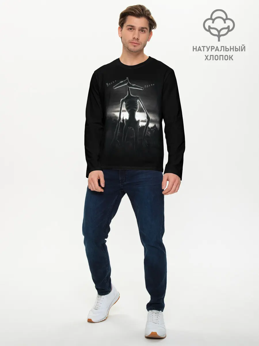 Мужской лонгслив базовый / СИРЕНОГОЛОВЫЙ рисунок (P007_P004ooo2980989, P004ooo2980989)