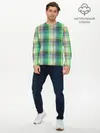 Мужской лонгслив базовый / Зеленый клетчатый узор (P007_P004ooo2983535, P004ooo2983535)