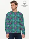 Мужской лонгслив базовый / Бирюзовый клетчатый узор (P007_P004ooo2984115, P004ooo2984115)