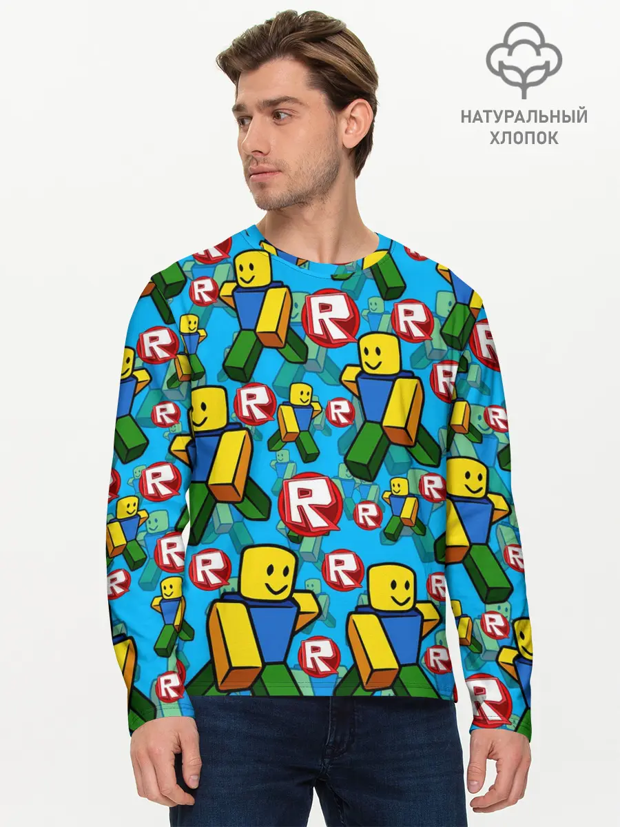 Мужской лонгслив базовый / ROBLOX / РОБЛОКС / NOOB / НУБ (P007_P004ooo2983961, P004ooo2983961)