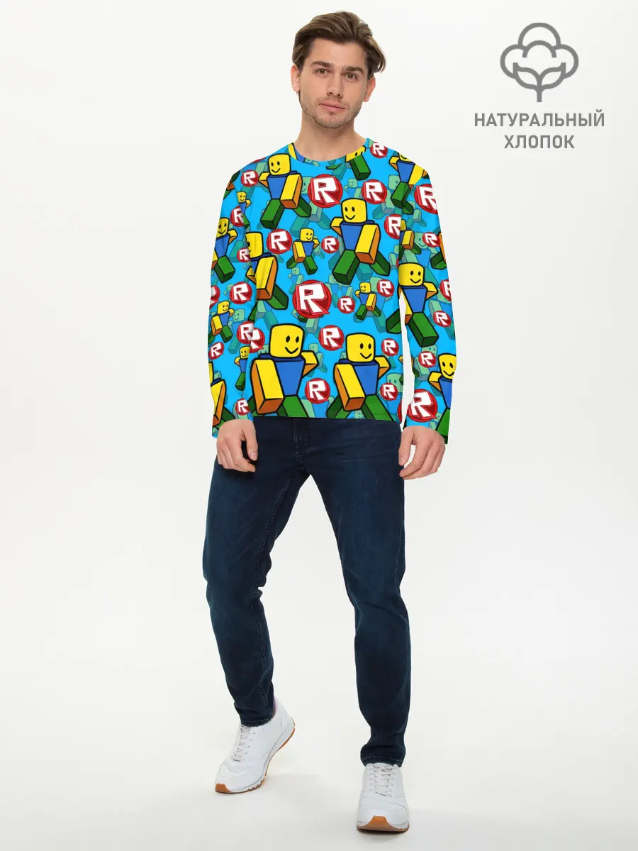 Мужской лонгслив базовый / ROBLOX / РОБЛОКС / NOOB / НУБ (P007_P004ooo2983961, P004ooo2983961)