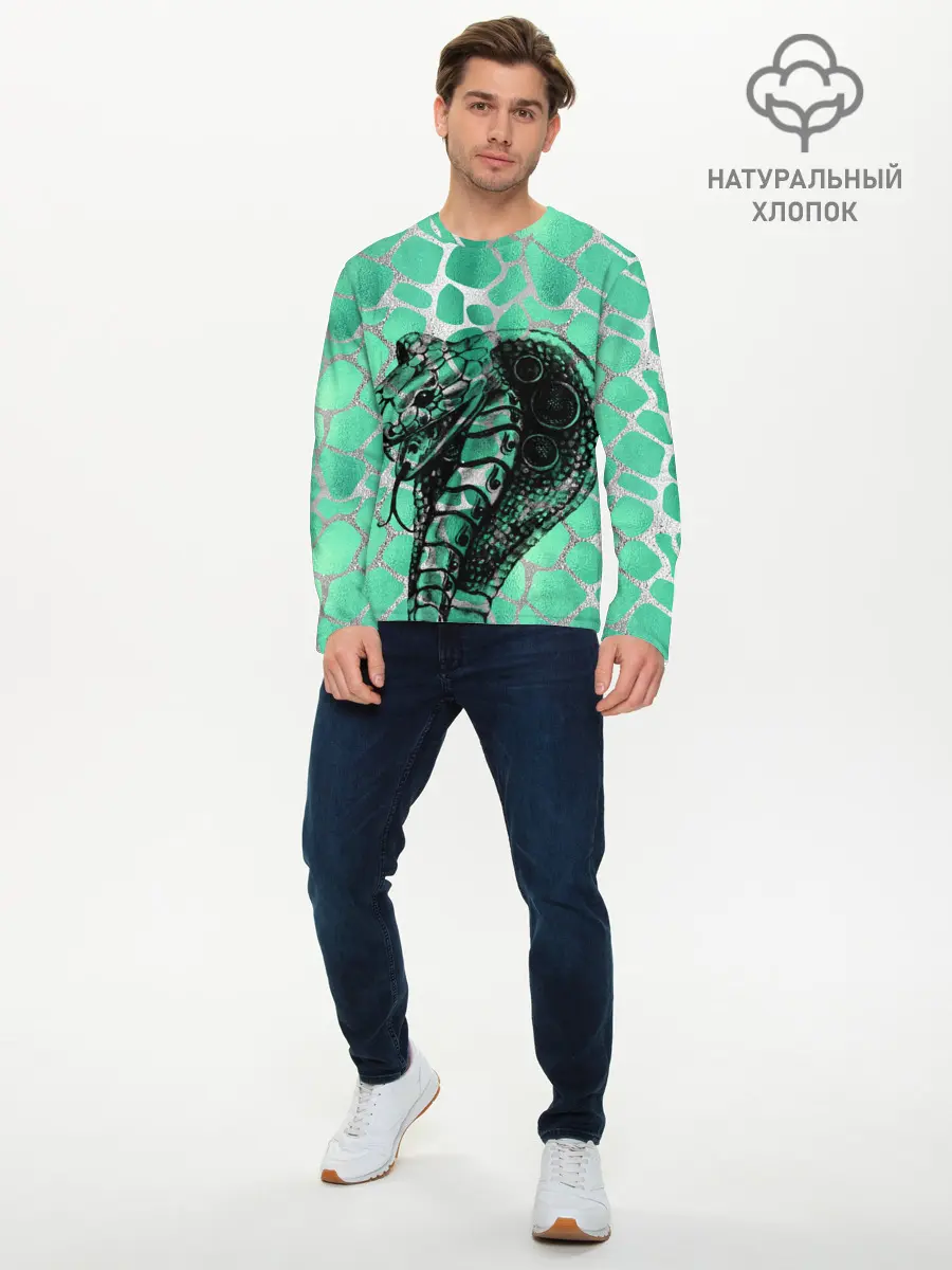 Мужской лонгслив базовый / Кобра. Змеиный стиль (P007_P004ooo2983855, P004ooo2983855)