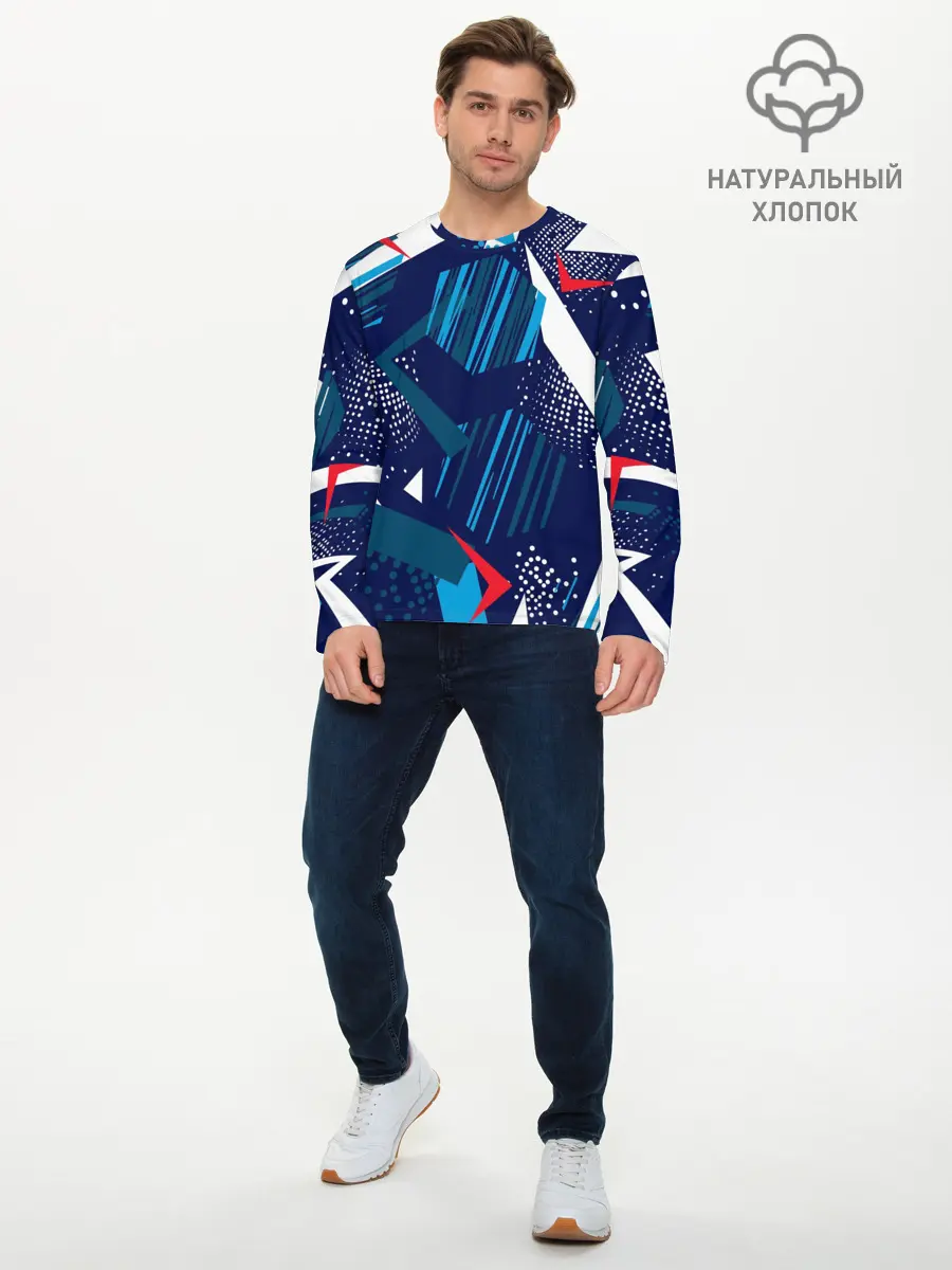 Мужской лонгслив базовый / Геометрия (P007_P004ooo2984053, P004ooo2984053)