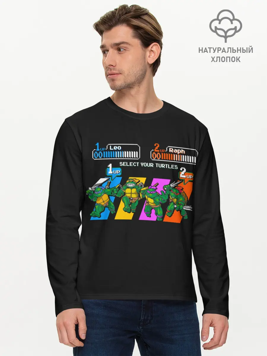 Мужской лонгслив базовый / Turtles 8bit (P007_P004ooo2984145, P004ooo2984145)
