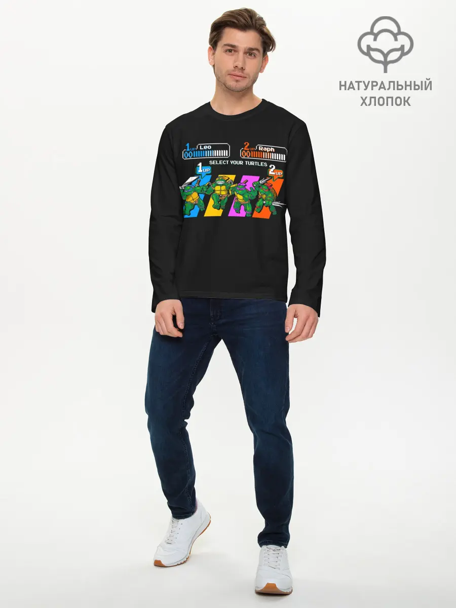 Мужской лонгслив базовый / Turtles 8bit (P007_P004ooo2984145, P004ooo2984145)