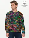 Мужской лонгслив базовый / Кислотные узоры психоделика (P007_P004ooo2984461, P004ooo2984461)