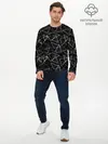 Мужской лонгслив базовый / Черно-белый геометрический (P007_P004ooo2985313, P004ooo2985313)