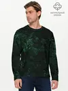 Мужской лонгслив базовый / Темно-зеленый мраморный узор (P007_P004ooo2985355, P004ooo2985355)