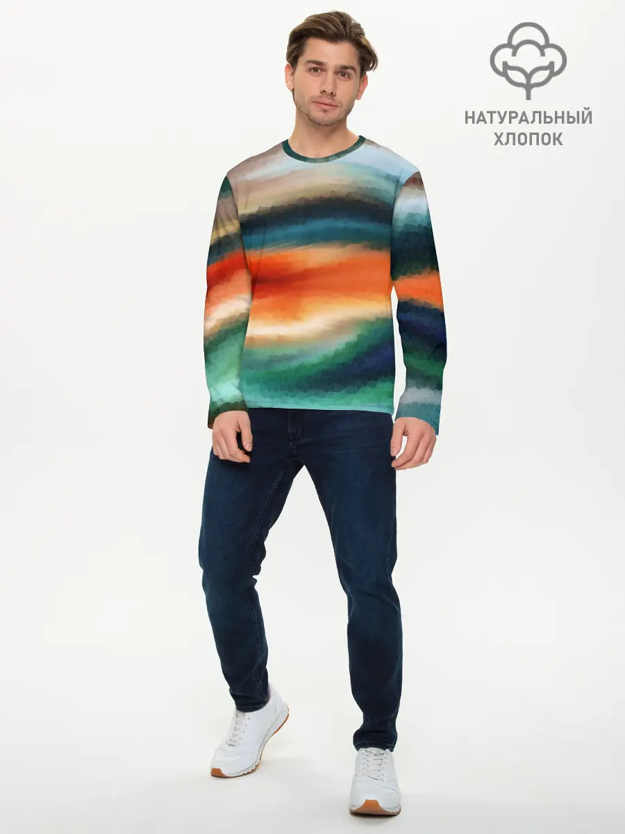 Мужской лонгслив базовый / Мозаичный абстрактный узор (P007_P004ooo2985935, P004ooo2985935)