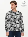 Мужской лонгслив базовый / Черно-белый узор шишки (P007_P004ooo2985953, P004ooo2985953)