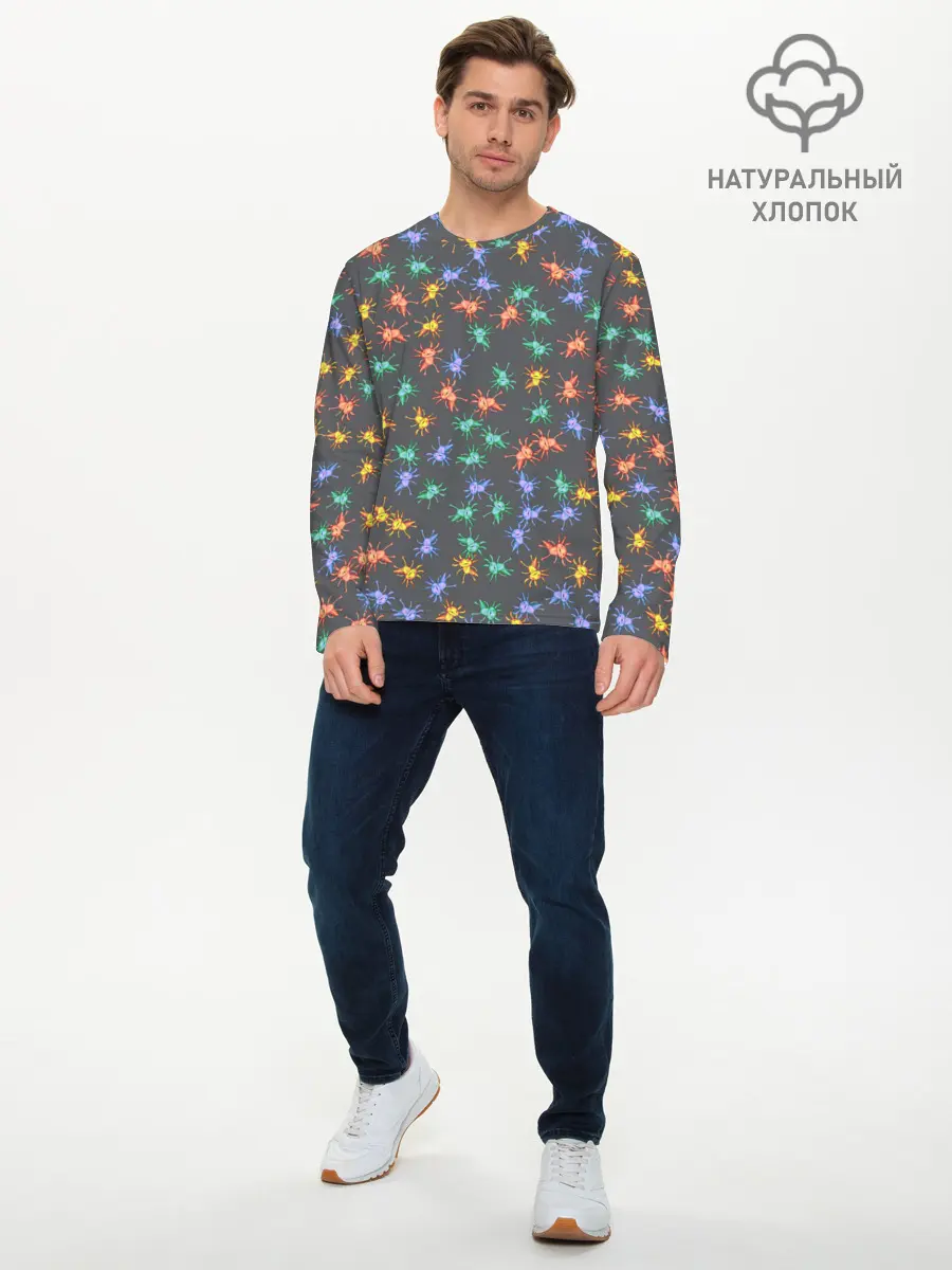 Мужской лонгслив базовый / Аксолотль паттерн (P007_P004ooo2987423, P004ooo2987423)