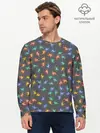 Мужской лонгслив базовый / Аксолотль паттерн (P007_P004ooo2987423, P004ooo2987423)