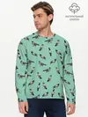 Мужской лонгслив базовый / Голуби на зеленом (P007_P004ooo2987989, P004ooo2987989)
