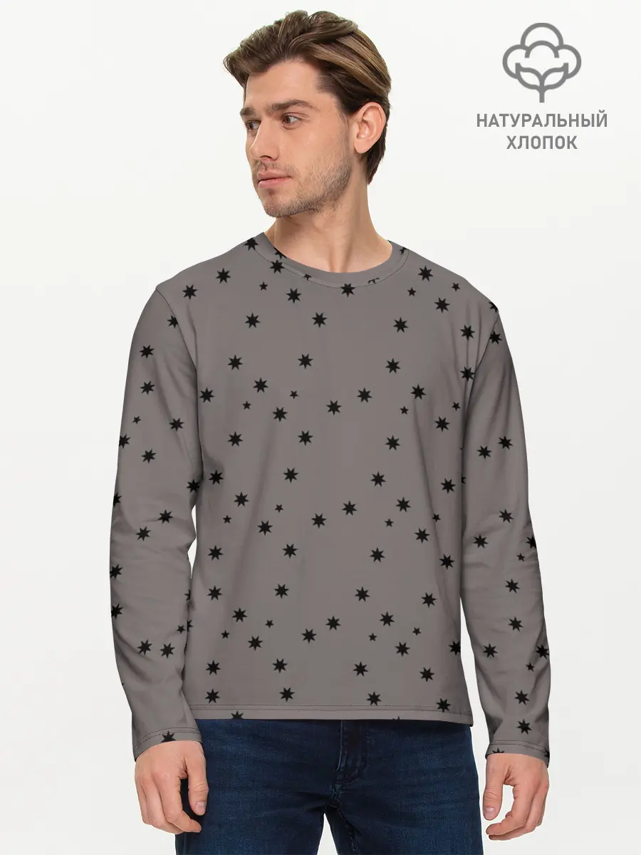 Мужской лонгслив базовый / Звёзды На коричневом Фоне (P007_P004ooo2988773, P004ooo2988773)