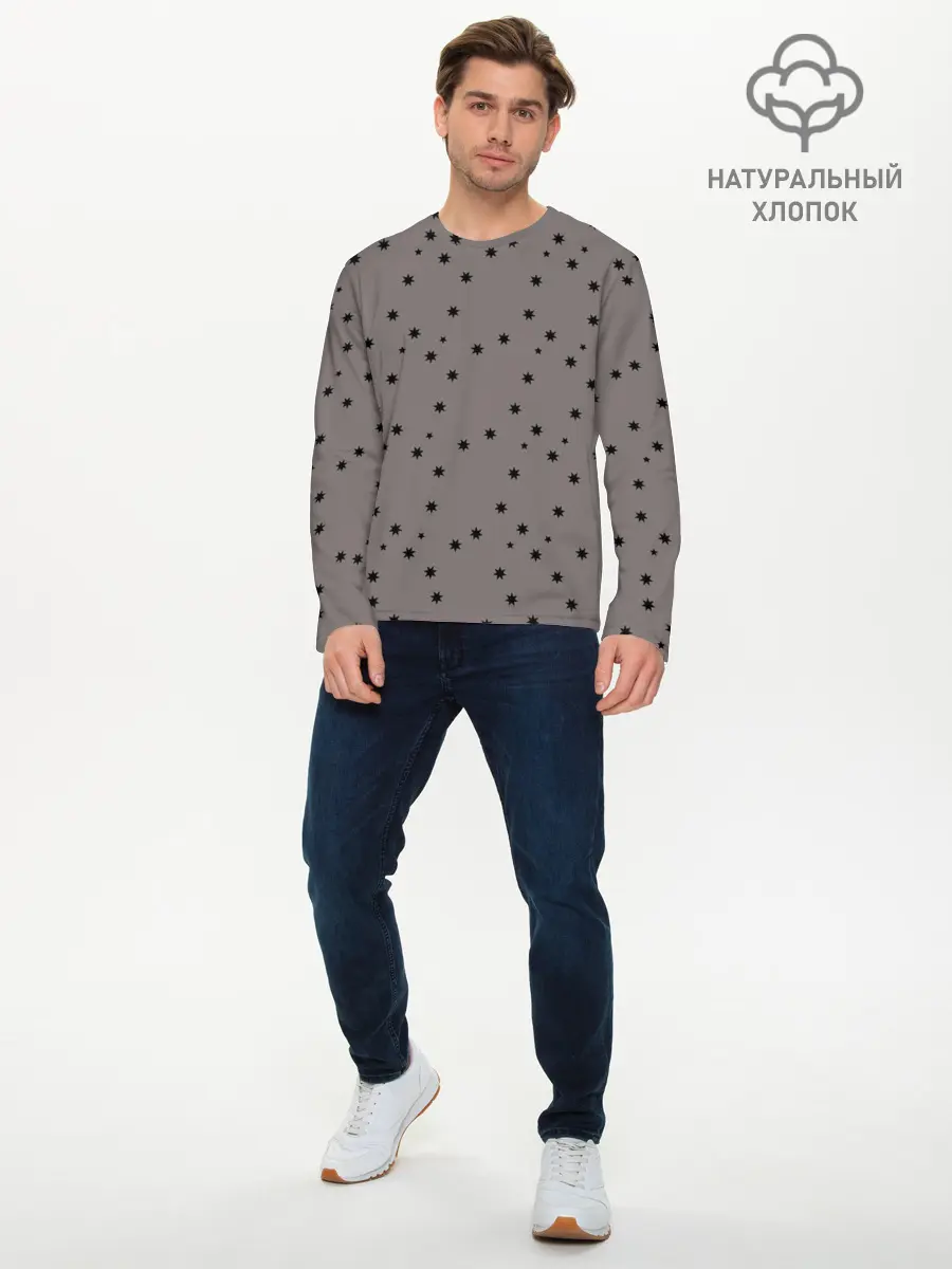 Мужской лонгслив базовый / Звёзды На коричневом Фоне (P007_P004ooo2988773, P004ooo2988773)