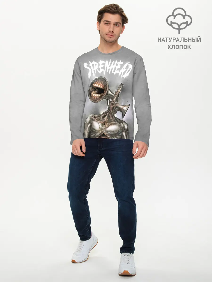 Мужской лонгслив базовый / White Siren Head (P007_P004ooo2989283, P004ooo2989283)