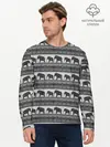Мужской лонгслив базовый / Черно-белый узор слоны (P007_P004ooo2991735, P004ooo2991735)