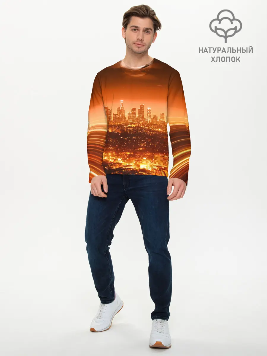 Мужской лонгслив базовый / Закат в Нью Йорке (P007_P004ooo2992065, P004ooo2992065)