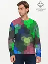 Мужской лонгслив базовый / Разноцветный геометрический уз (P007_P004ooo2993189, P004ooo2993189)