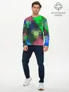 Мужской лонгслив базовый / Разноцветный геометрический уз (P007_P004ooo2993189, P004ooo2993189)