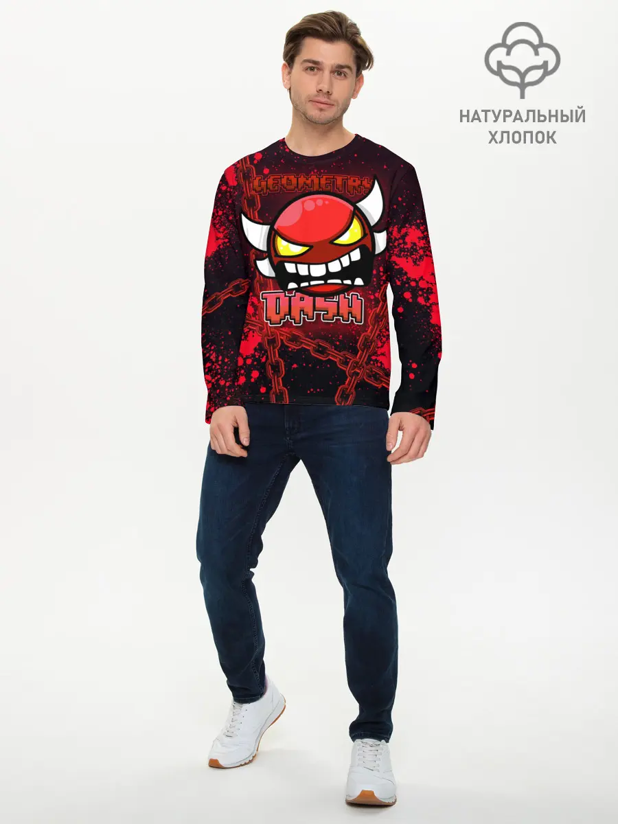 Мужской лонгслив базовый / Geometry Dash (P007_P004ooo2994295, P004ooo2994295)