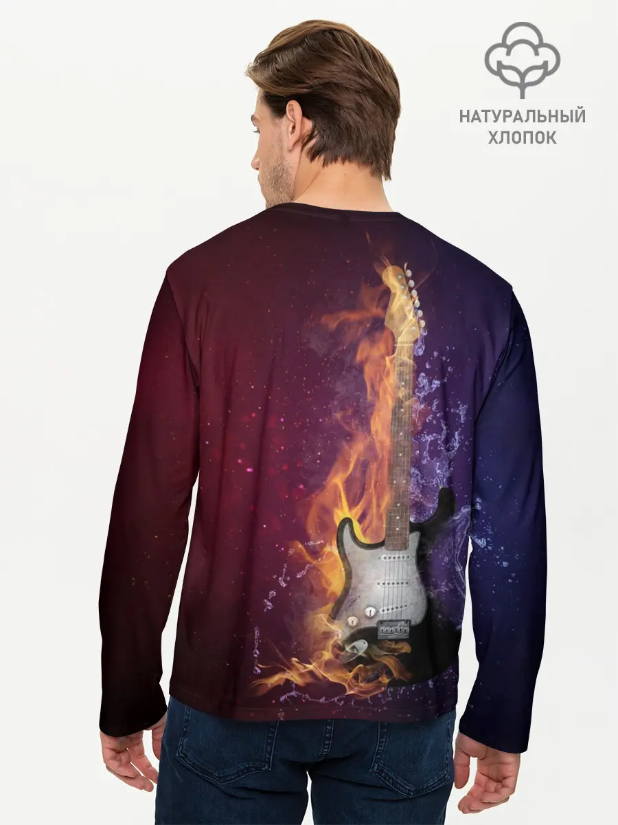 Мужской лонгслив базовый / Гитара - Огонь и вода (P007_P004ooo2994779, P004ooo2994779)
